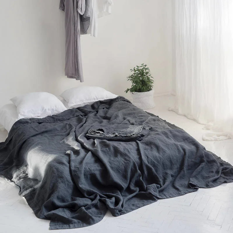 Stone Washed Linen Flat Sheet for Bed | 100% French Linen Bedding for Hot Sleepers | Breathable Neutral Bedroom Decor | 6 Sizes, 8 Colours