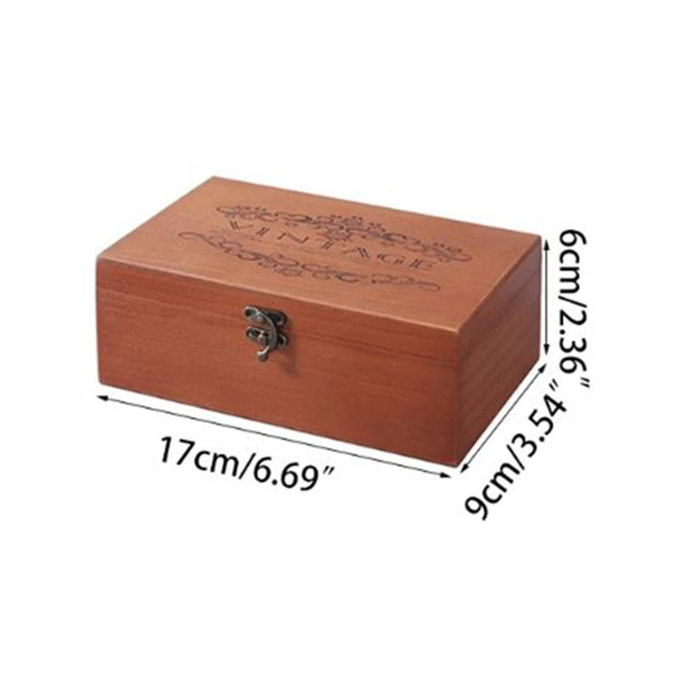 Wooden Storage Box with Lock & Hinged Lid for Home Office & Bedroom | Retro Keepsake Box | Decorative Valuables Case in S, M, L