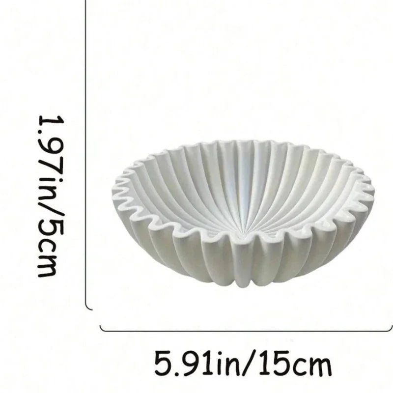 Decorative Lotus Leaf Bowl for Living Room Coffee Table & Shelf | Sculptural Resin Centrepiece with Grooved Rim | Modern Home Decor Gift