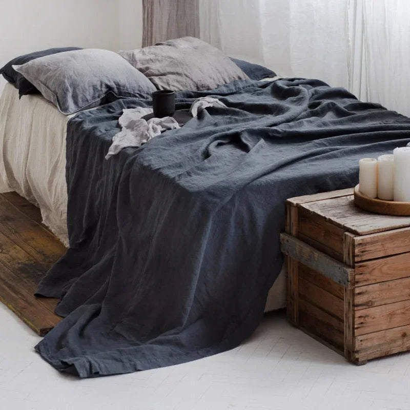 Stone Washed Linen Flat Sheet for Bed | 100% French Linen Bedding for Hot Sleepers | Breathable Neutral Bedroom Decor | 6 Sizes, 8 Colours