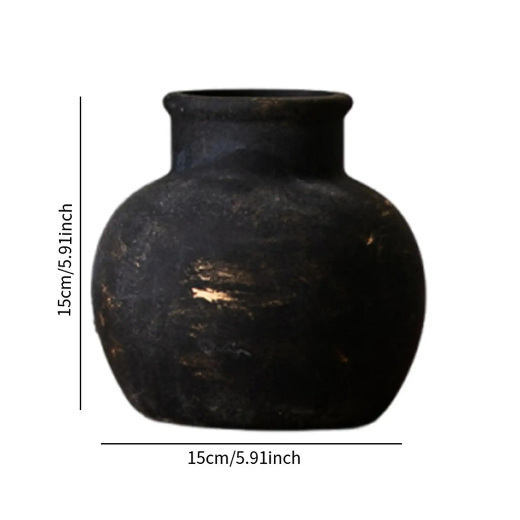 Rustic Ceramic Vase for Living Room, Mantel & Office | Wabi-Sabi Farmhouse Flower Vase | Textured Pottery Centrepiece in Black or Rust