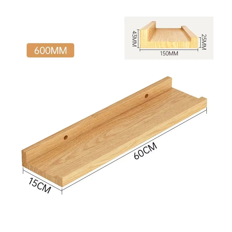 Wooden Floating Shelf for Bathroom, Kitchen & Living Room | U-Shaped Wall Mounted Display Shelf | Natural or Peach Wood Finish, 30cm