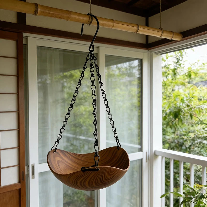 Hanging Bird Bath for Garden, Patio & Balcony | Outdoor Bird Water Bowl with Chain & Hook | Simple Garden Decor for Wild Birds