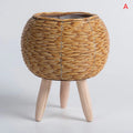 Woven Plant Stand with Removable Wooden Legs for Living Room & Patio | Handmade Rattan-Look Planter Basket | Nordic Plant Pot Holder, 6 Styles