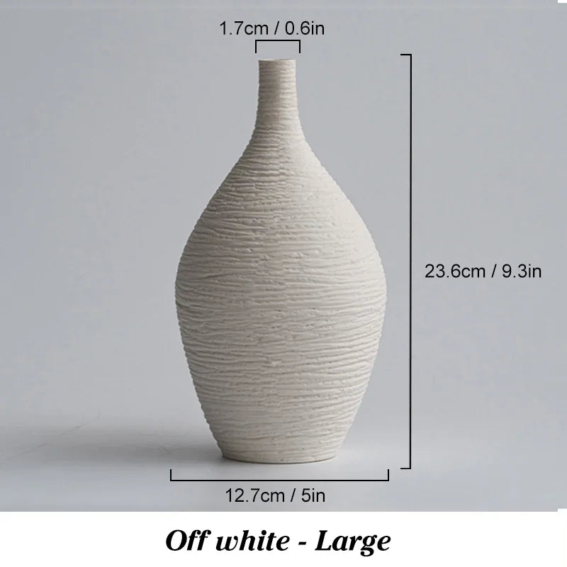Narrow-Neck Ceramic Vase for Living Room, Office & Desktop | Nordic Minimalist Bud Vase | Modern Home Decor Gift in Beige or Grey, S or L