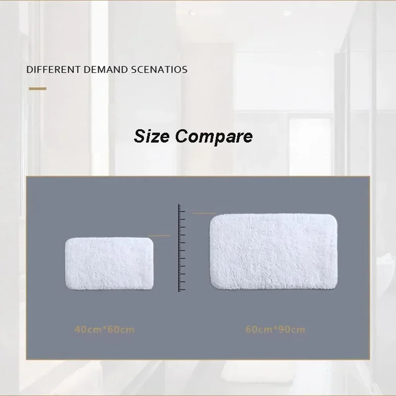 Cotton Bath Mat for Bathroom & Shower | Thick Plush Hotel Style Bath Rug | Absorbent Anti Slip Floor Mat in White, 40x60cm