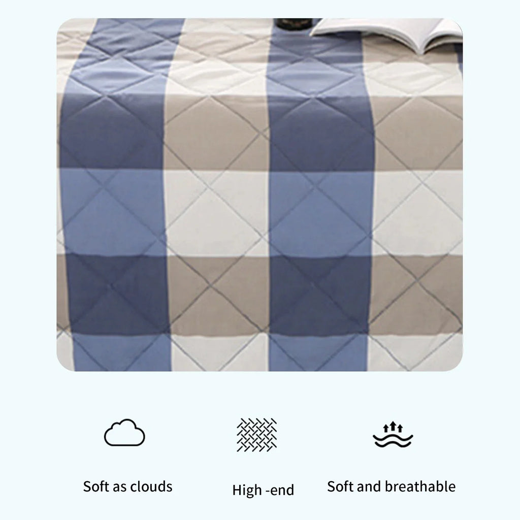Lightweight Plaid Quilt for Bed & Sofa | Soft Washed Summer Comforter & Bedspread | Cozy Bedroom Decor in 5 Colours, 150x200 to 200x230cm