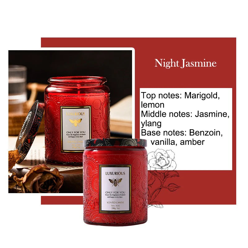 Soy Scented Candle for Living Room & Bedroom | 7oz Natural Soy Wax Jar Candle with Cotton Wick | 40 Hour Burn | Cosy Home Gift in 4 Scents