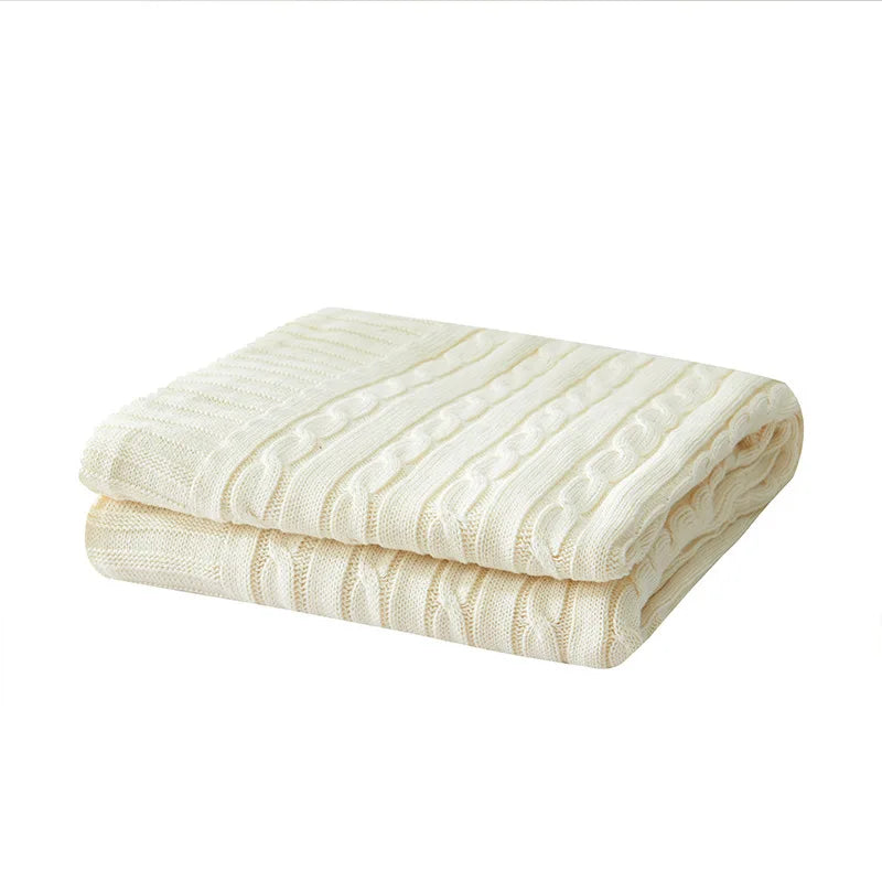Cotton Cable Knit Throw Blanket for Bed & Sofa | Heavyweight Soft Knitted Blanket | Classic Cozy Bedroom Decor | 2 Sizes, 8 Colours