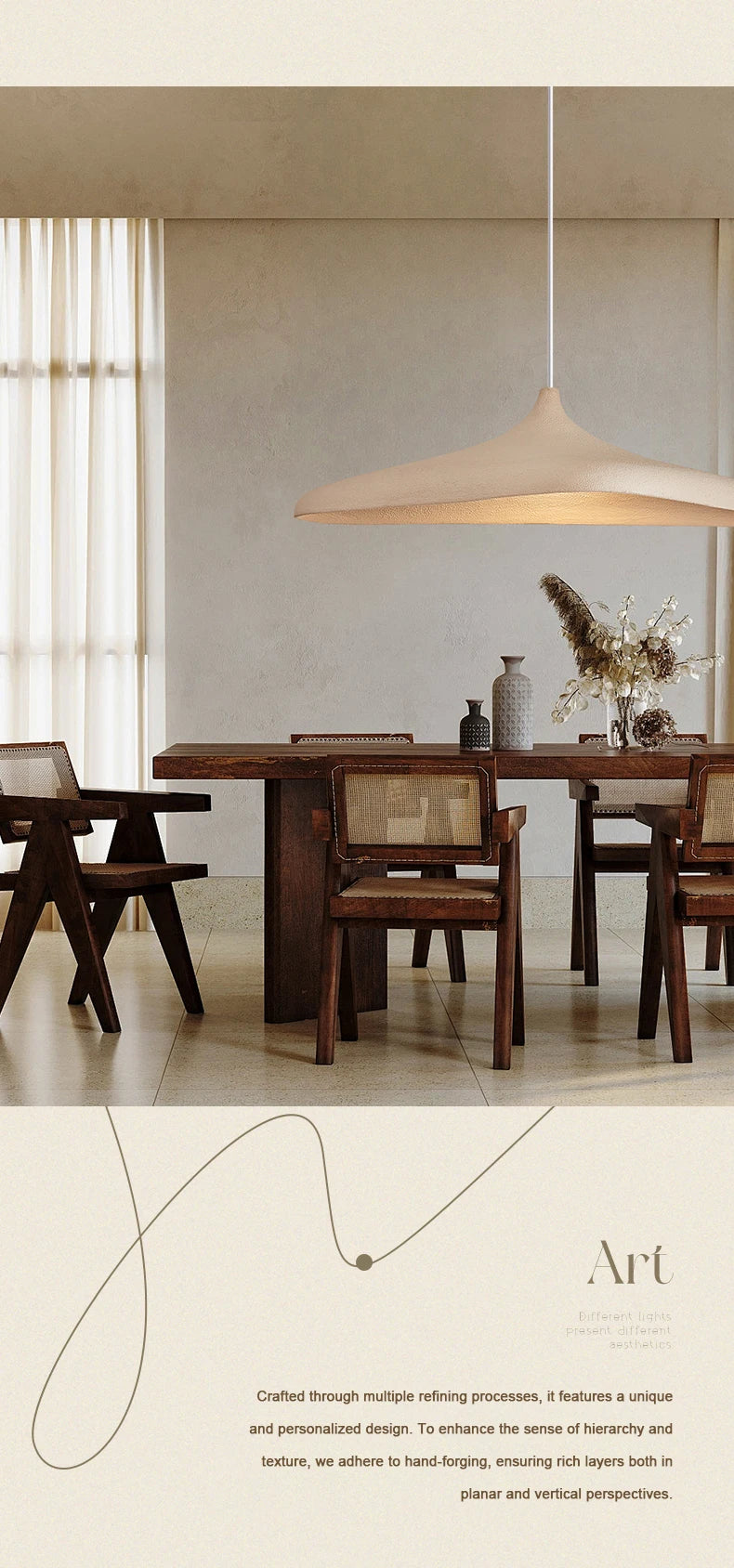 Wabi-Sabi Pendant Light for Dining Room, Living Room & Bedroom | Japanese-Style Hanging Ceiling Lamp | Statement Chandelier, 80cm or 100cm