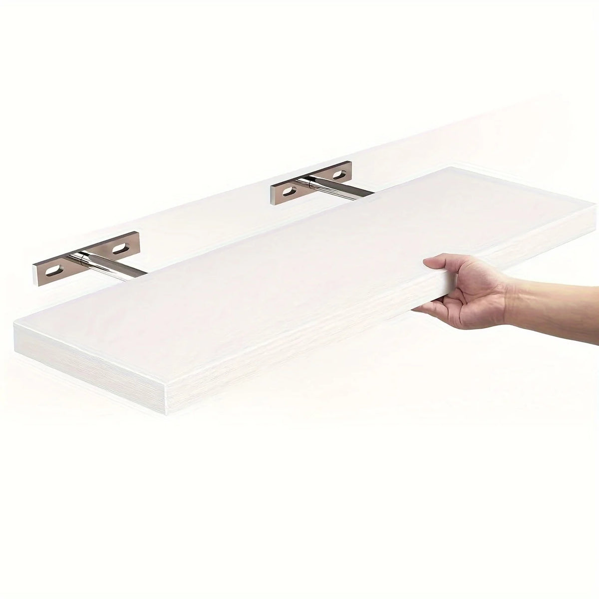 Wooden Floating Shelves with Invisible Brackets for Living Room, Bedroom & Bathroom | Sturdy Wall Mounted Shelf | Brown, Black or White