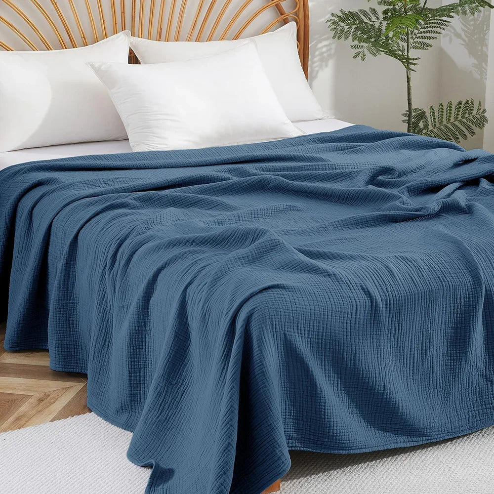 6-Layer Cotton Muslin Throw Blanket for Bed & Sofa | Lightweight Breathable Bedspread | Cozy Bedroom Decor | 3 Sizes, 9 Colours