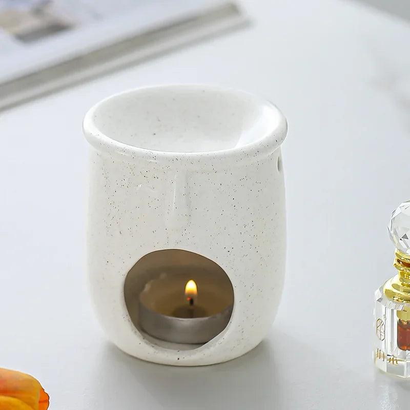 Ceramic Candle Holder & Essential Oil Burner for Living Room & Bedroom | Nordic Minimalist Aroma Diffuser | Calming Home Decor, 3 Styles