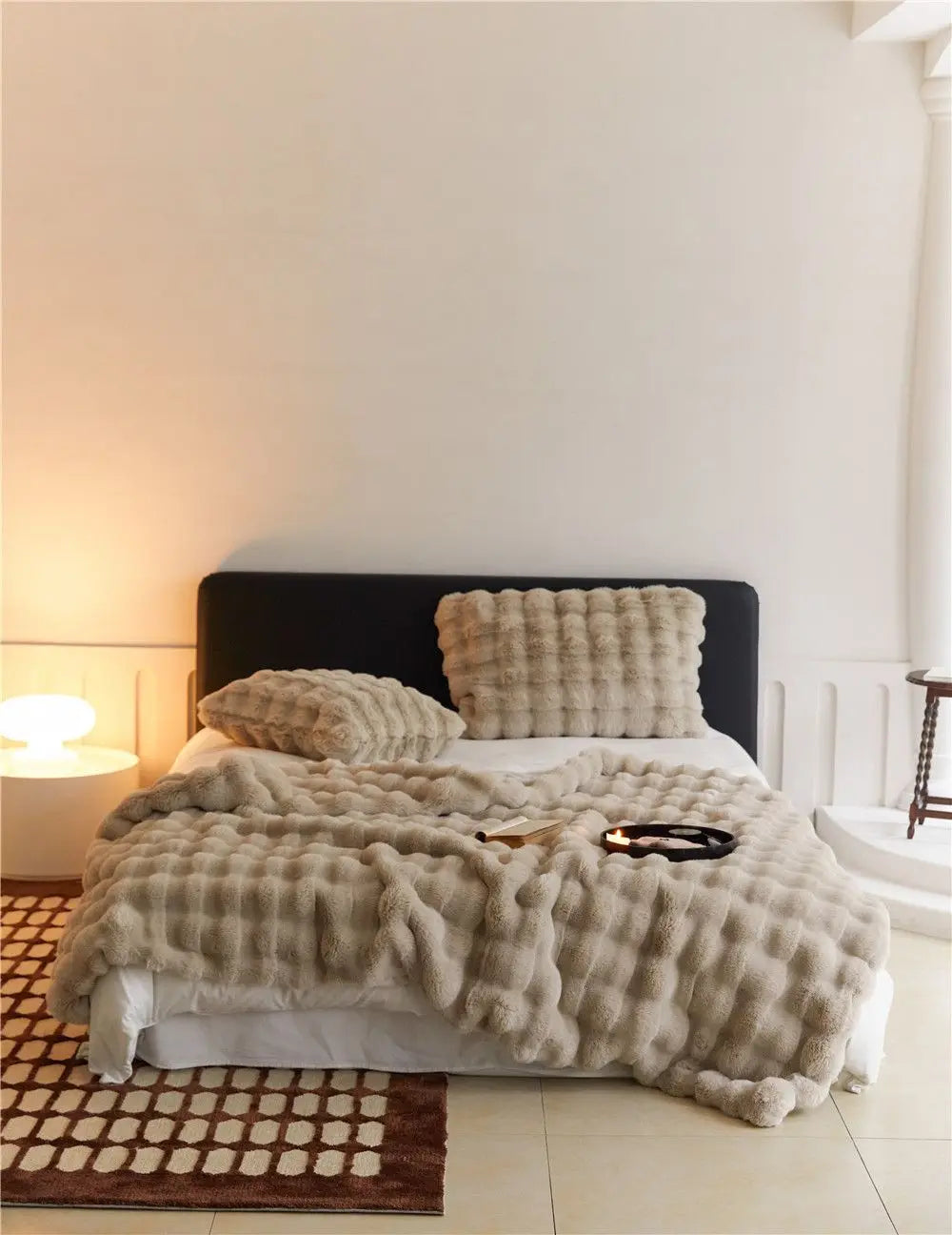 Faux Fur Bubble Throw Blanket for Bed & Sofa | Ultra-Soft Plush 3D Texture | Cozy Winter Bedroom Decor | 5 Sizes, 5 Colours