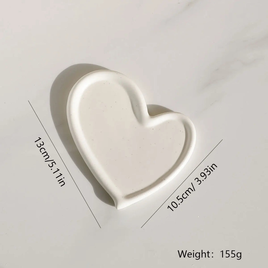 Ceramic Jewellery Dish for Dresser, Nightstand & Entryway | White Trinket Tray for Rings, Keys & Watches | Minimalist Gift in 4 Shapes