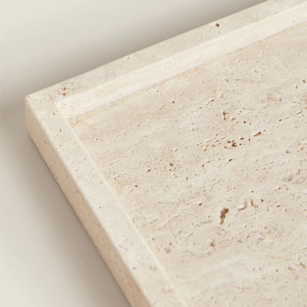 Travertine Vanity Tray for Bathroom Counter, Kitchen Sink & Dresser | Natural Stone Tray for Soap, Perfume & Skincare | 25cm or 30cm
