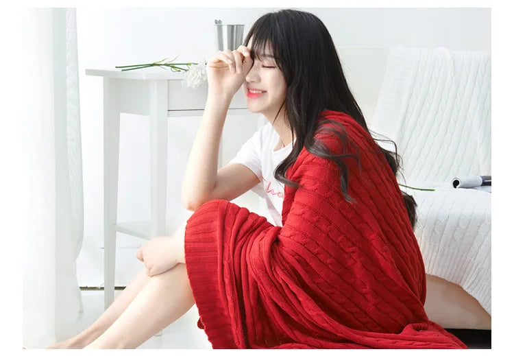 Cotton Cable Knit Throw Blanket for Bed & Sofa | Heavyweight Soft Knitted Blanket | Classic Cozy Bedroom Decor | 2 Sizes, 8 Colours