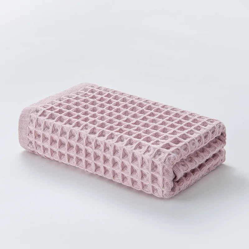 Waffle Weave Cotton Bath Towel for Bathroom & Spa | Quick Dry Absorbent Large Towel 70x140cm | Minimalist Bathroom Decor in 6 Colours