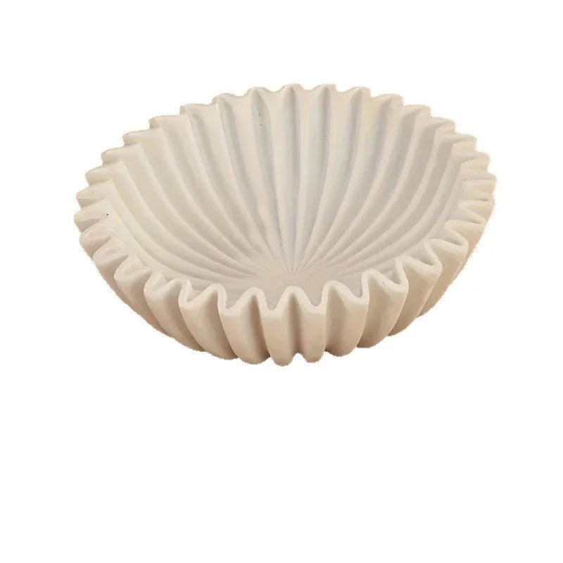 Decorative Lotus Leaf Bowl for Living Room Coffee Table & Shelf | Sculptural Resin Centrepiece with Grooved Rim | Modern Home Decor Gift