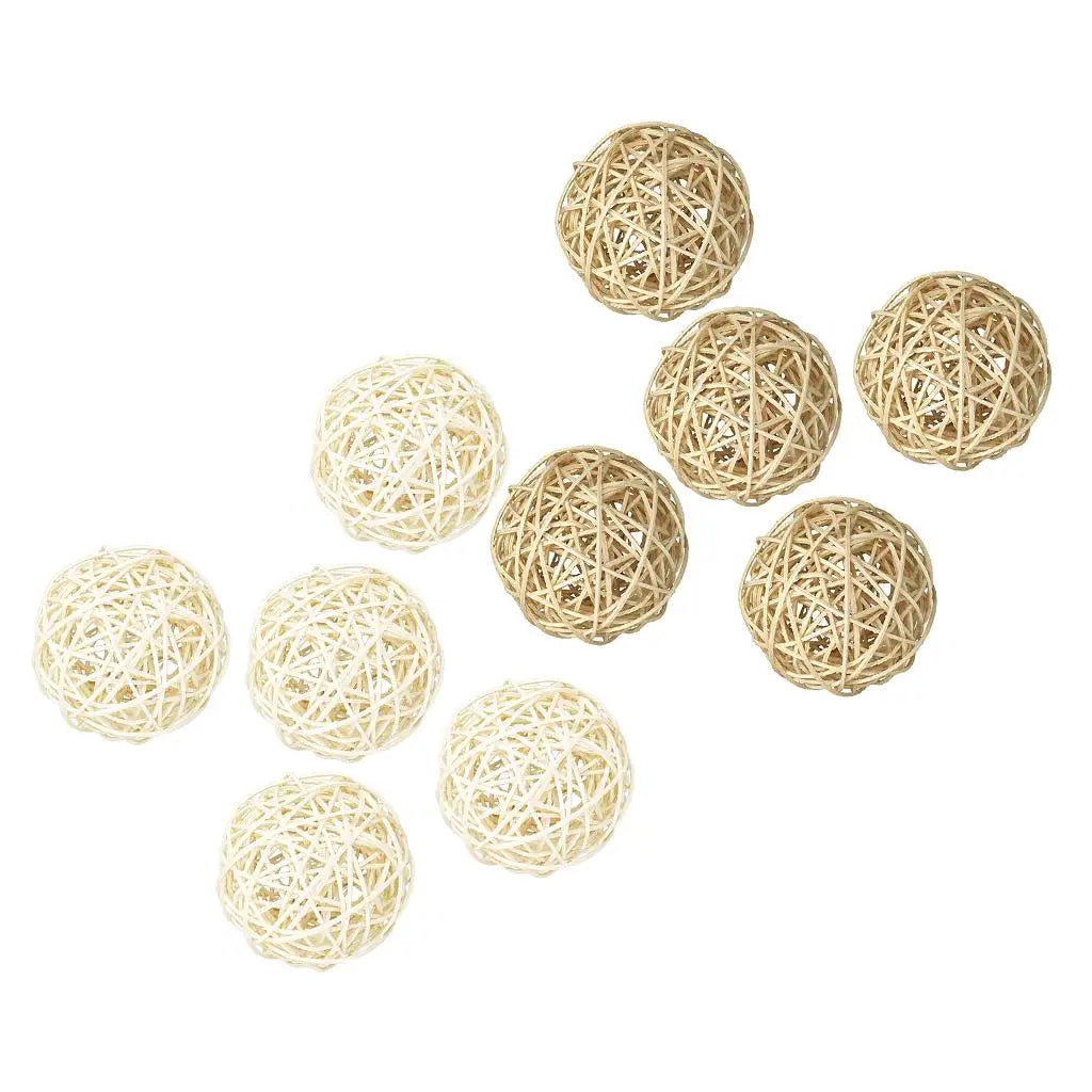 Rattan Decorative Balls Set of 5 for Bowls, Vases & Coffee Table Decor | Handwoven Wicker Orbs | Natural Boho Home Accents, 7cm