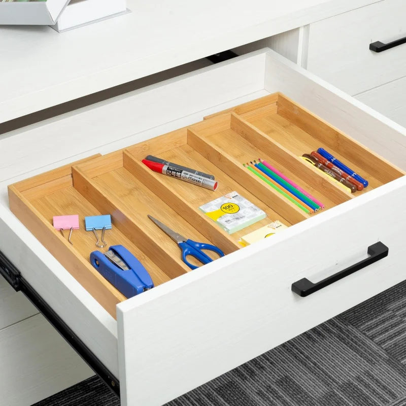 Expandable Bamboo Drawer Organiser for Kitchen Cutlery | Adjustable Utensil Tray & Silverware Divider | Natural Kitchen Storage, 2 Styles