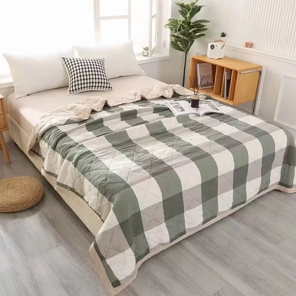 Lightweight Plaid Quilt for Bed & Sofa | Soft Washed Summer Comforter & Bedspread | Cozy Bedroom Decor in 5 Colours, 150x200 to 200x230cm