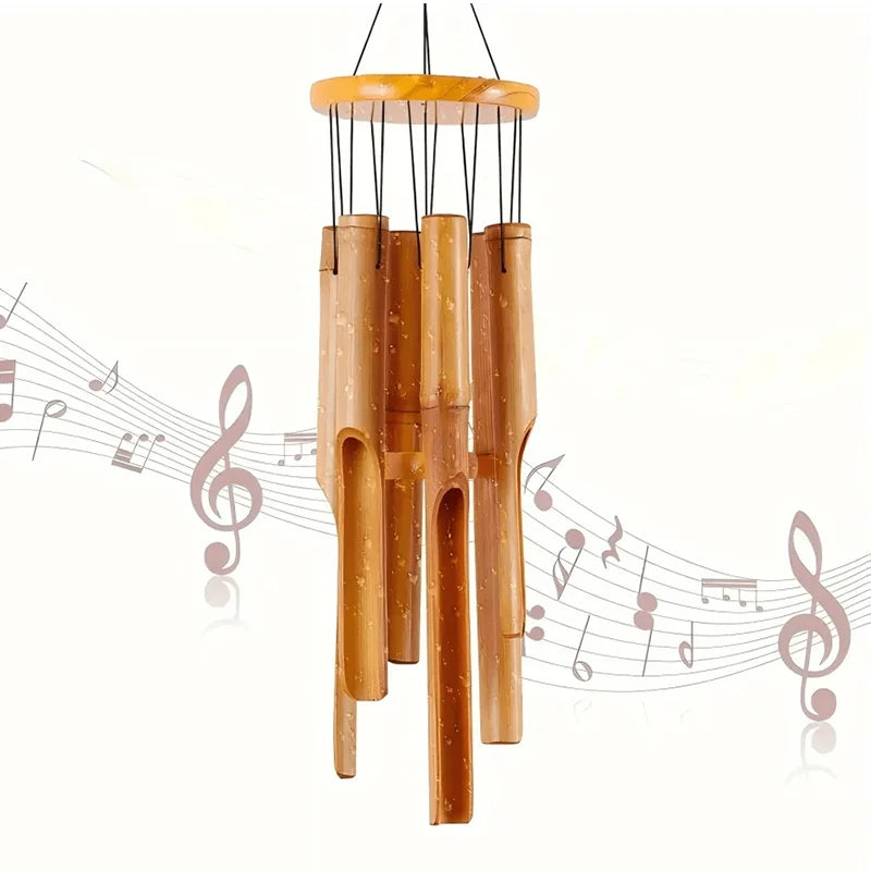 Bamboo Wind Chime for Garden, Patio & Porch | 75cm Natural Wooden Wind Chimes | Soothing Zen Outdoor Decor for Meditation, 2 Styles