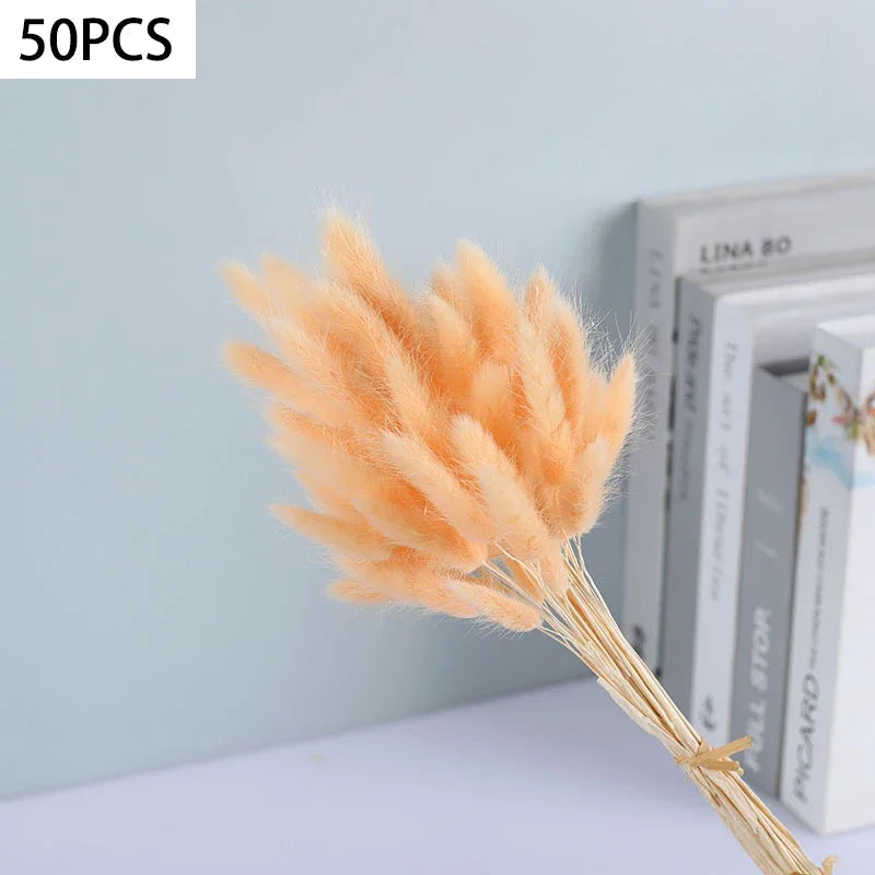 Dried Bunny Tail Grass Bouquet for Vases & Table Decor | 50 Natural Lagurus Stems | Boho Home & Wedding Decor in 18 Colours