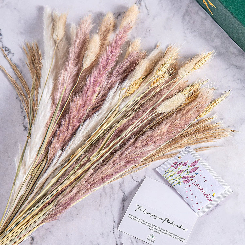 Dried Pampas Grass Bouquet for Vases, Living Room & Wedding Decor | Natural Fluffy Boho Dried Flowers | Mixed Bouquets in 30+ Styles, 45 to 50cm