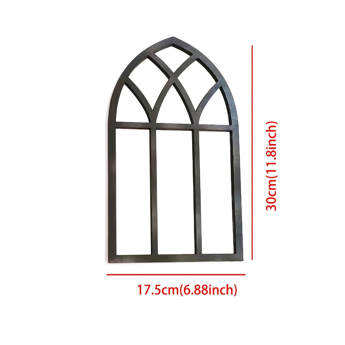 Arched Windowpane Wall Mirror for Entryway, Bathroom & Bedroom | Minimalist Wood Frame Arch Mirror | Lightweight Acrylic Mirror, 2 Styles