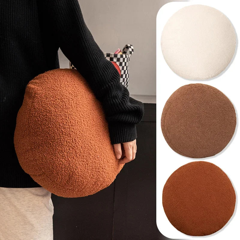 Round Teddy Faux Fur Cushion for Bedroom & Reading Nook | Cozy Bedroom Decor | Removable Washable Cover | With or Without Filling