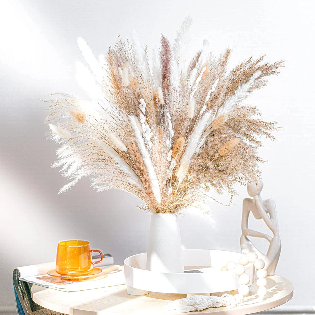 Dried Pampas Grass Bouquet for Vases, Living Room & Wedding Decor | Natural Fluffy Boho Dried Flowers | Mixed Bouquets in 30+ Styles, 45 to 50cm