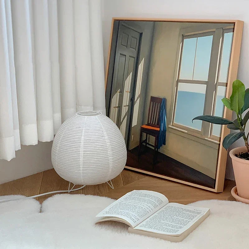 Japanese Lantern LED Table Lamp | Rice Paper Bedside Light & Creative Decor Table Lamp for Living Room, Bedroom, Study & Homestay
