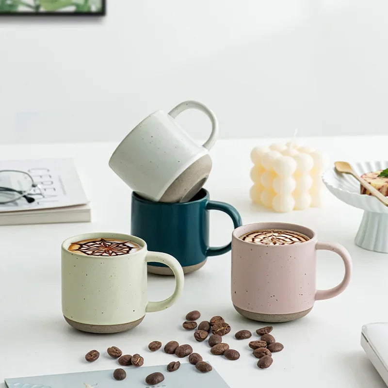 Speckled Ceramic Coffee Mug for Espresso, Cappuccino & Tea | 150ml Frosted Cup with Handle & Unglazed Base | Minimalist Tableware in 4 Colours