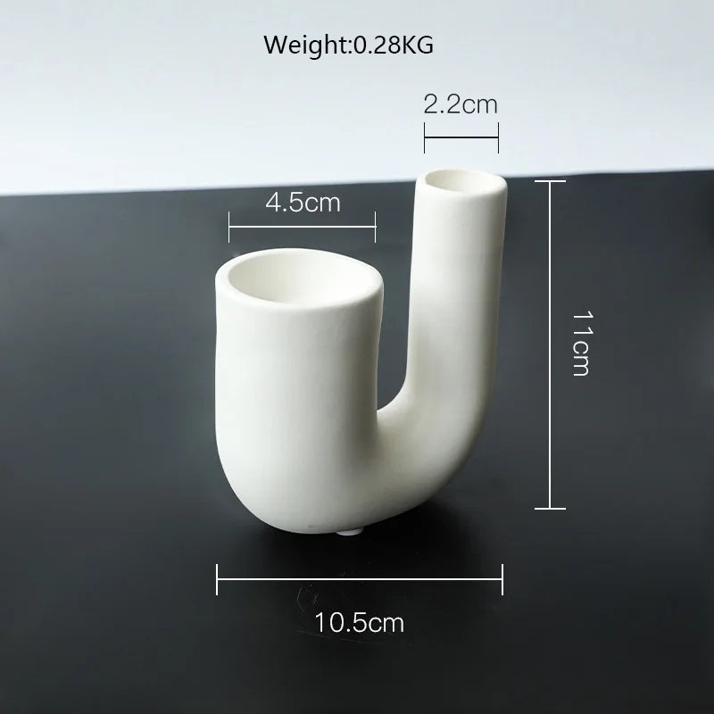 White Ceramic Candlestick Holder for Living Room & Wedding Tables | Nordic Handmade Candle Holder Ornament | Modern Minimalist Decor, 6 Styles