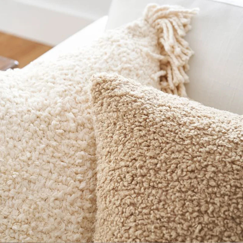 Teddy Faux Fur Throw Pillow Cover for Bedroom & Living Room Sofa | Plush Cozy Bedroom Decor | Nordic Neutral Cushion Cover in 11 Colours