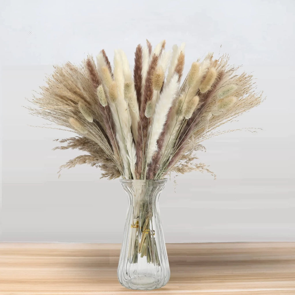 Dried Pampas Grass Bouquet for Vases, Living Room & Wedding Decor | Natural Fluffy Boho Dried Flowers | Mixed Bouquets in 30+ Styles, 45 to 50cm