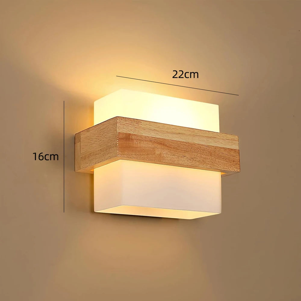 Wooden Wall Sconce for Bedroom, Kitchen & Living Room | Nordic Wood & Glass Shade Wall Light | E27 Wall Lamp Fixture in 5 Styles