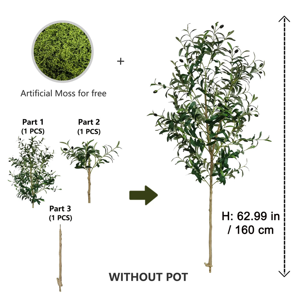 Artificial Olive Tree for Living Room, Balcony & Patio | 120–180cm Faux Indoor Outdoor Plant | Realistic Fake Tree for Home & Garden Decor