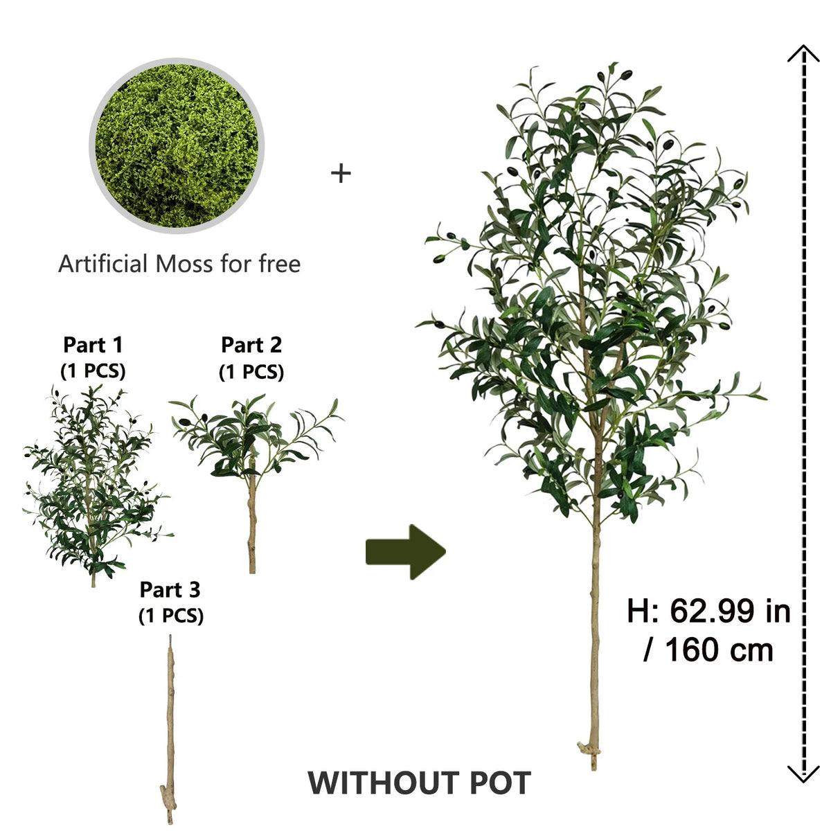 Artificial Olive Tree for Living Room, Balcony & Patio | 120–180cm Faux Indoor Outdoor Plant | Realistic Fake Tree for Home & Garden Decor