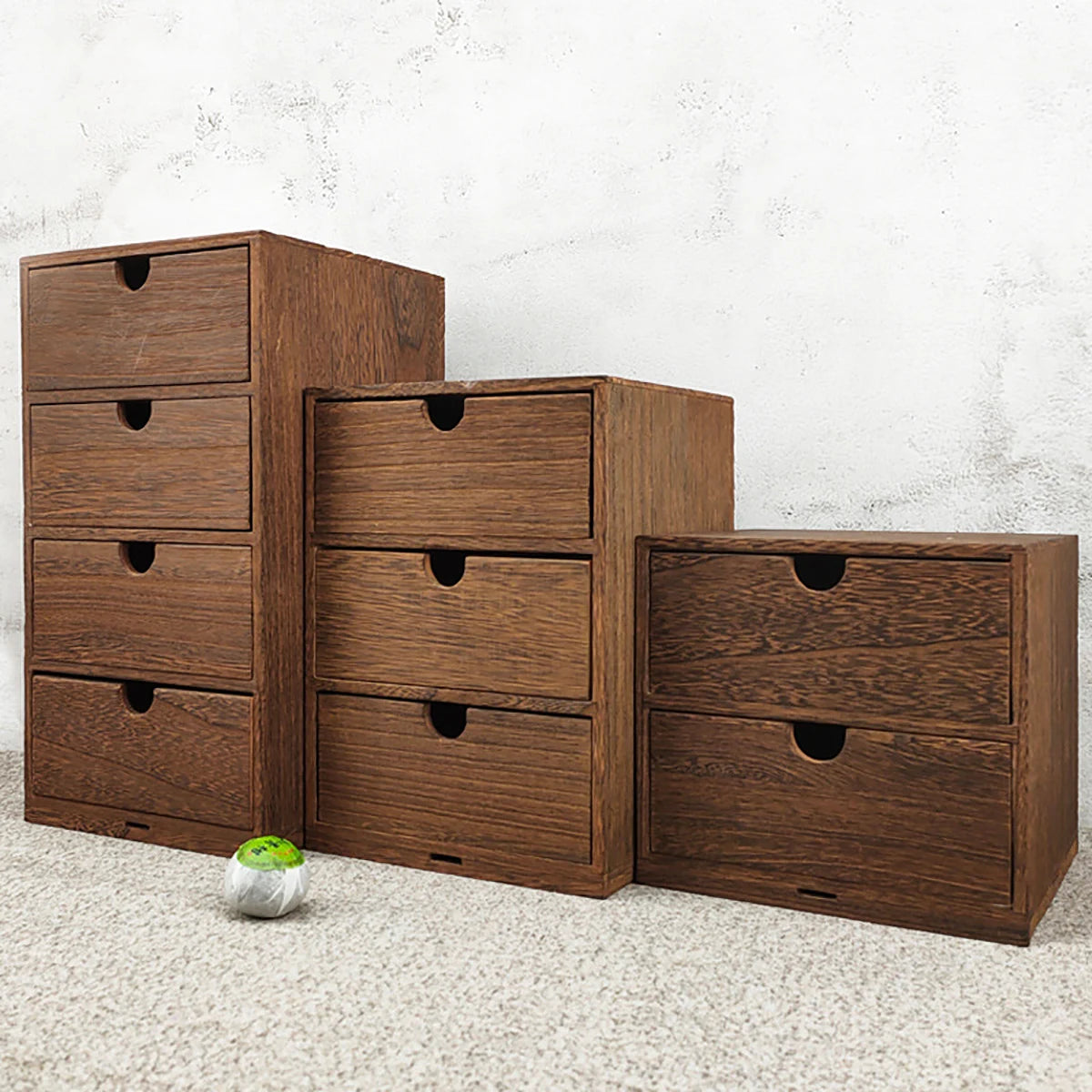 Bamboo Desktop Drawer Organiser for Desk, Vanity & Bedroom | Small Wooden Storage Cabinet | Retro Decorative Drawers, 2, 3 or 4 Tier