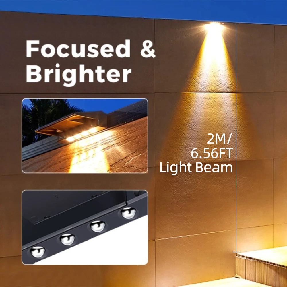 Solar Fence Lights 2 Pack | 4 LED Waterproof Solar Deck & Wall Lights for Fence Posts, Yard, Pathway & Patio, White or Warm White