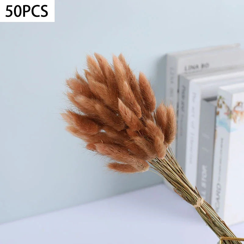 Dried Bunny Tail Grass Bouquet for Vases & Table Decor | 50 Natural Lagurus Stems | Boho Home & Wedding Decor in 18 Colours