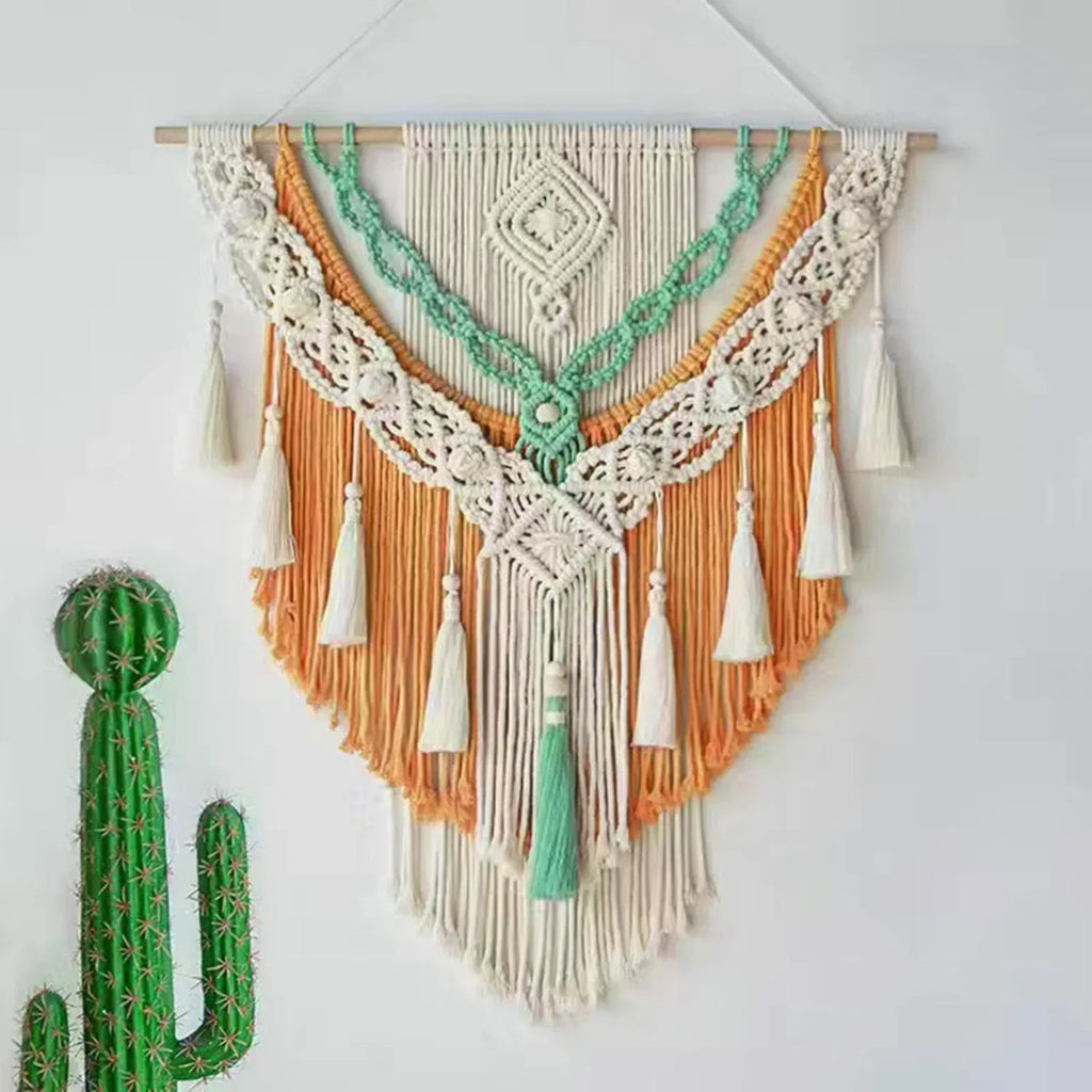 Macrame Woven Wall Hanging | Boho Geometric Tapestry Wall Art for Living Room, Bedroom, Apartment & Dorm Room Decor, 2 Designs