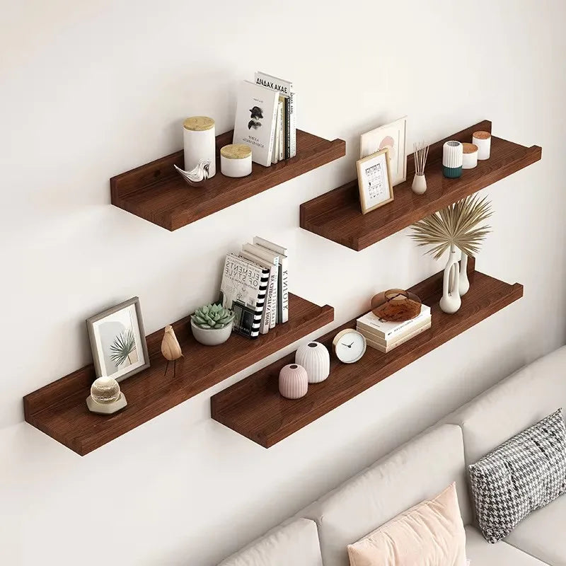 Wooden Floating Shelf for Bathroom, Kitchen & Living Room | U-Shaped Wall Mounted Display Shelf | Natural or Peach Wood Finish, 30cm