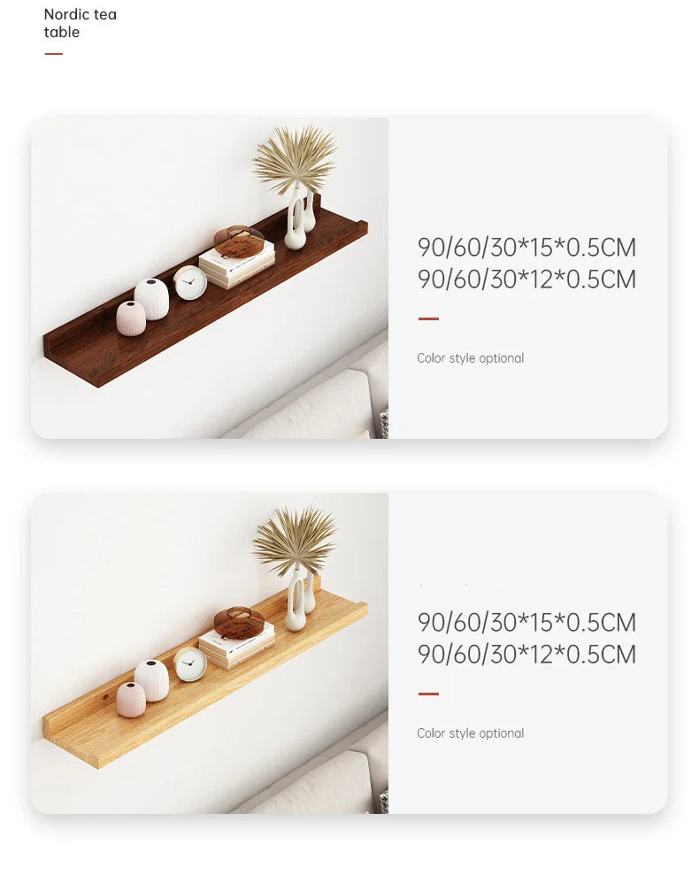 Wooden Floating Shelf for Bathroom, Kitchen & Living Room | U-Shaped Wall Mounted Display Shelf | Natural or Peach Wood Finish, 30cm