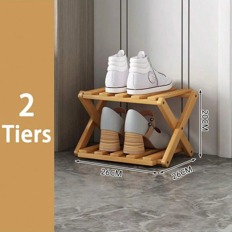 Bamboo Shoe Rack for Entryway, Closet & Hallway | Foldable Vertical Shoe Storage with No Assembly Needed | 2 to 9 Tiers in Natural or Brown