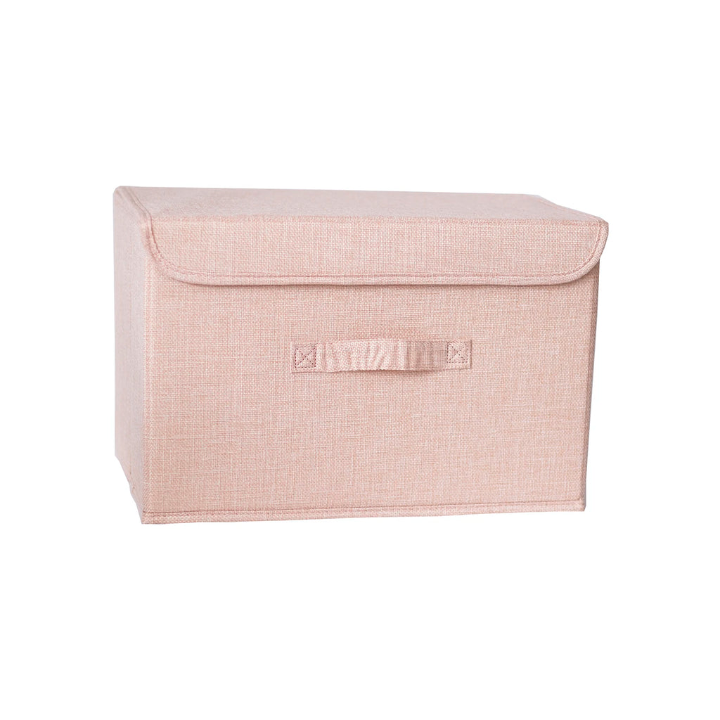 Foldable Cotton Linen Storage Box with Lid for Closet, Nursery & Shelves | Washable Fabric Storage Bin | Toy & Clothes Organiser, 2 Sizes