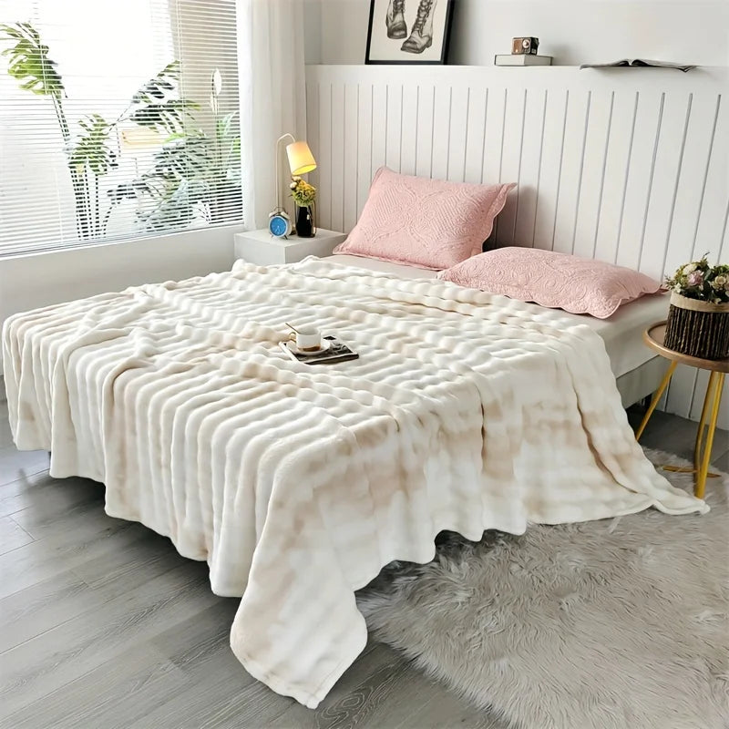Faux Rabbit Fur Throw Blanket for Bed & Sofa | Plush Cozy Bedroom Decor | Anti-Pilling Soft Blanket | 6 Sizes, 70x100cm to 200x230cm