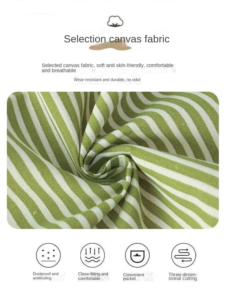 Striped Linen Apron for Kitchen, Baking & Gardening | Japanese Style Cooking Apron with Adjustable Neck Strap | Minimalist Apron in 4 Colours
